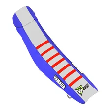 D'COR Visuals MXON Replica Gripper Seat Cover - Yamaha - Blue/White With Red