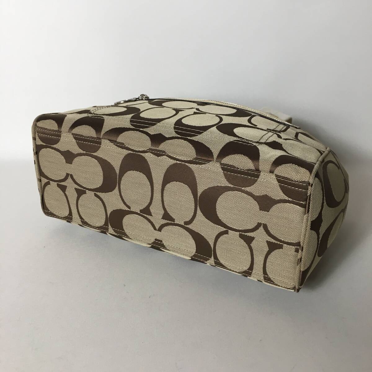 COACH Signature Handbag Canvas Leather Yellow Shoulder Bag thumbnail 6