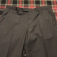 NWOT Boss Hugo Boss Black Check Flat Front Dress Slacks Pants Sz 34 X 29