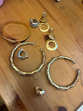 Damen Schmuck Konvolut 8-tlg. Ohrringe & Armreif gold- und silberfarben