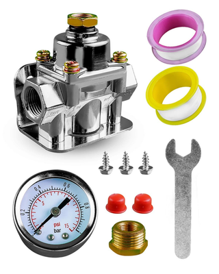 #ad Adjustable Fuel Pressure Regulator Carburetor with Gauge Fit for Holley and Edel $56.19