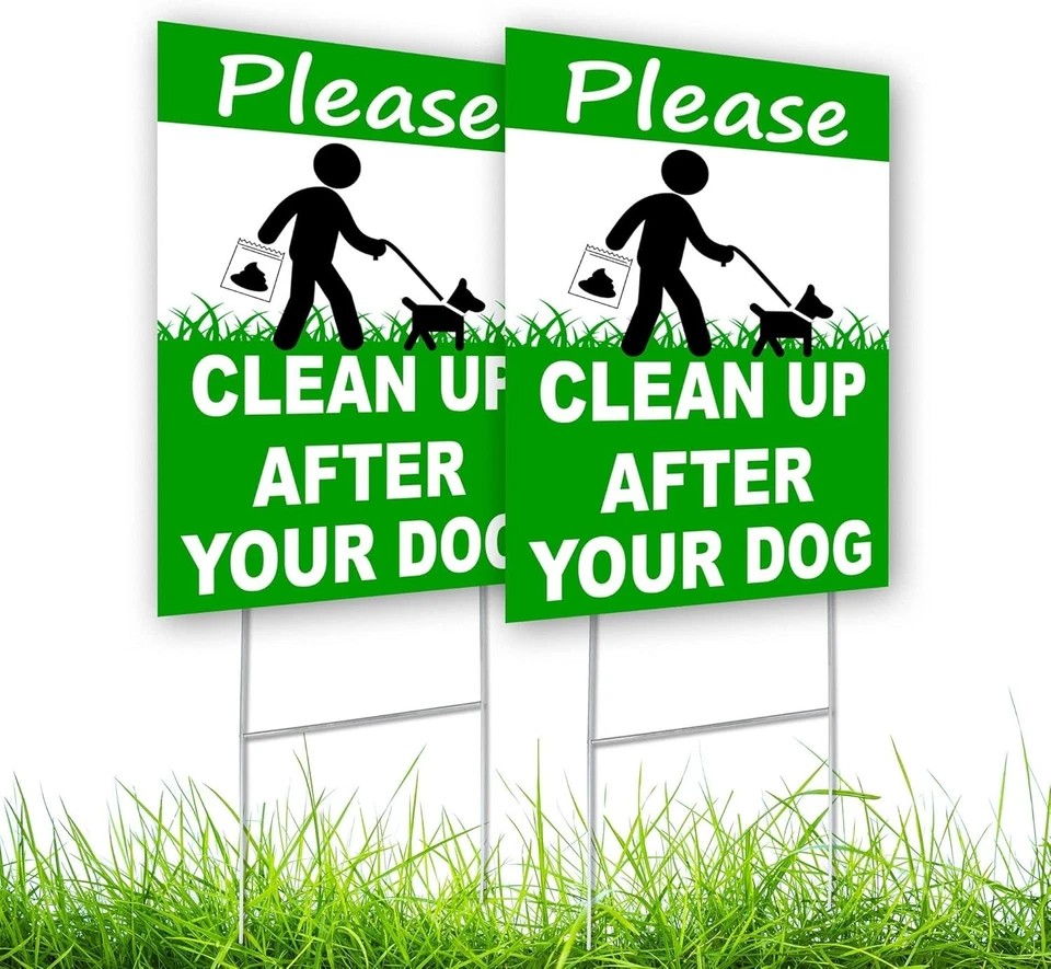 2-Pack Weatherproof Dog Waste Signs - 12x8 Inches Encourage Responsible Pet Care - Image 3 of 4