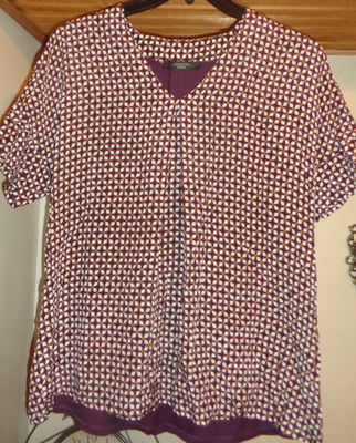 WEEKEND MAX MARA PURPLE PRINTED ''GALLURA''  SILK/JERSEY BLOUSE TOP NWT SZ L
