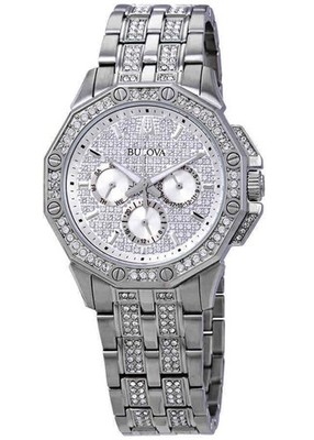 Bulova Octava Kristallakzente Silber Multifunktionszifferblatt 96C134 Herrenuhr