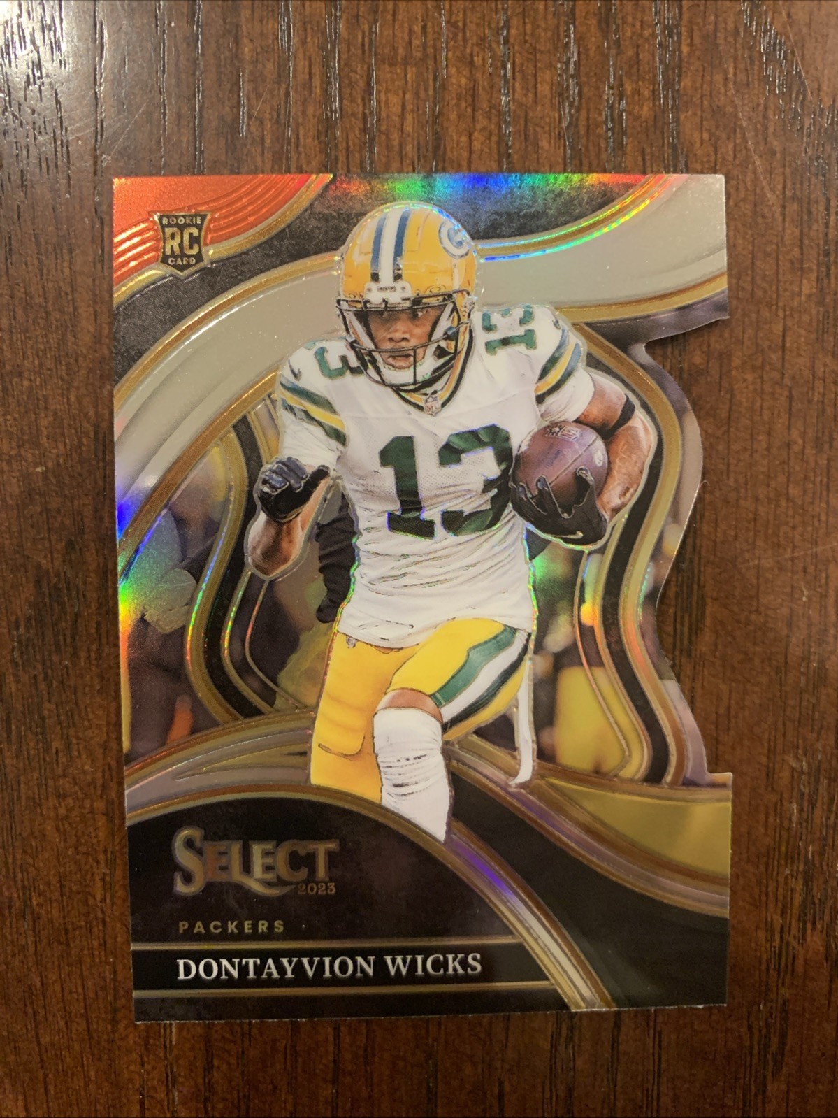 2023 Panini Select Club Level Dontayvion Wicks Red & Yellow Die Cut Prizm RC
