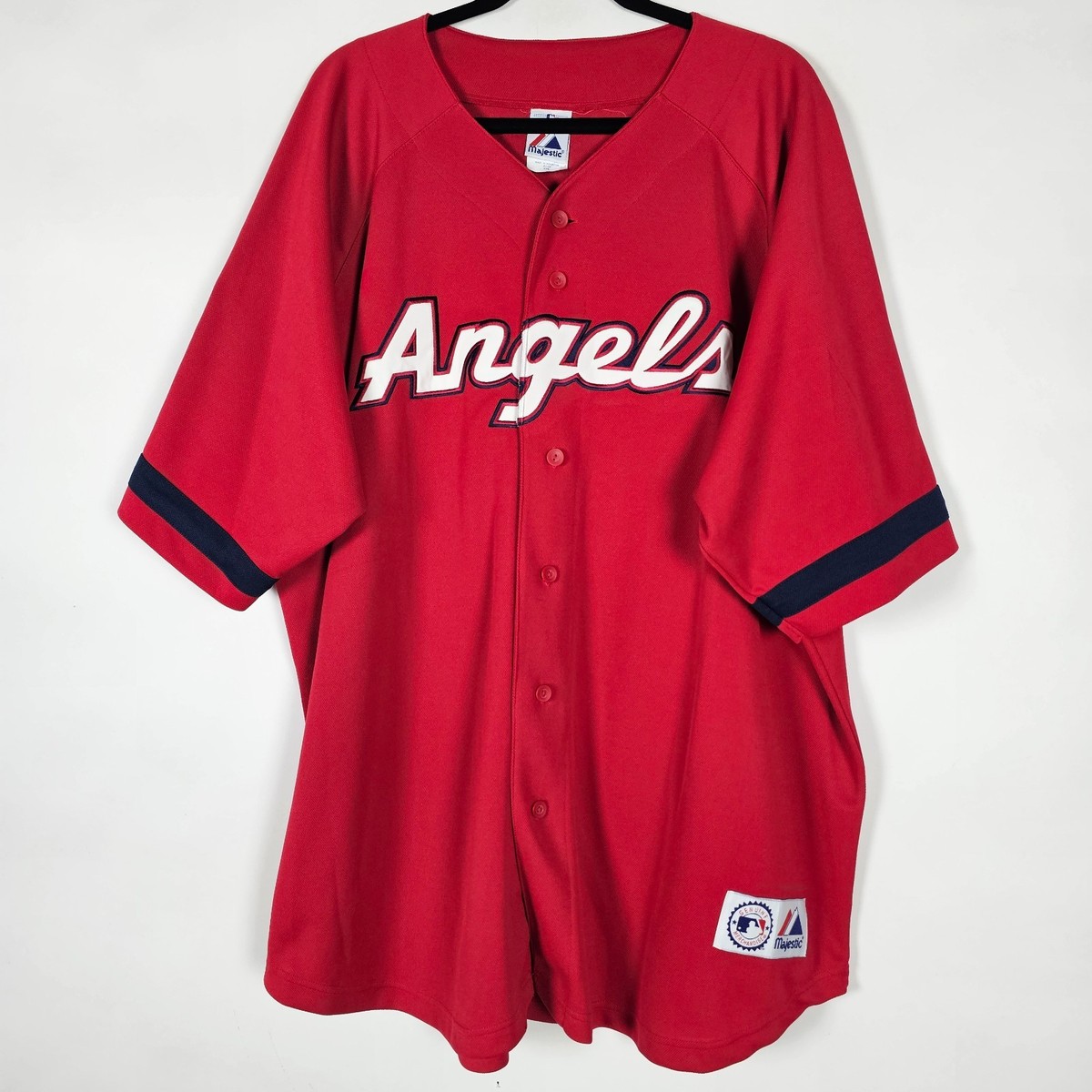 Majestic MLB Anaheim Angels Mens 2XL Short Sleeve Red Baseball