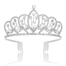 Sliver Crown for Girls Crystal Queen Tiaras Rhinestone Princess Crowns with C...