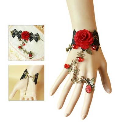 Simple Hand Chain Ring Bracelets Punk Rose Ring Harness Bracelet