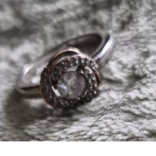PAJ 925 Silver Ring Round Clear Diamond Center Stone Size 6