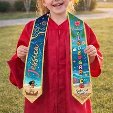 Custom Moana Princess Class Of 2026 Kindergarten Preschool Graduation Stole Sash