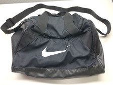 Nike Duffel Gym Bag Unisex Black Weekend Small Sports White Logo Zip 16" Long
