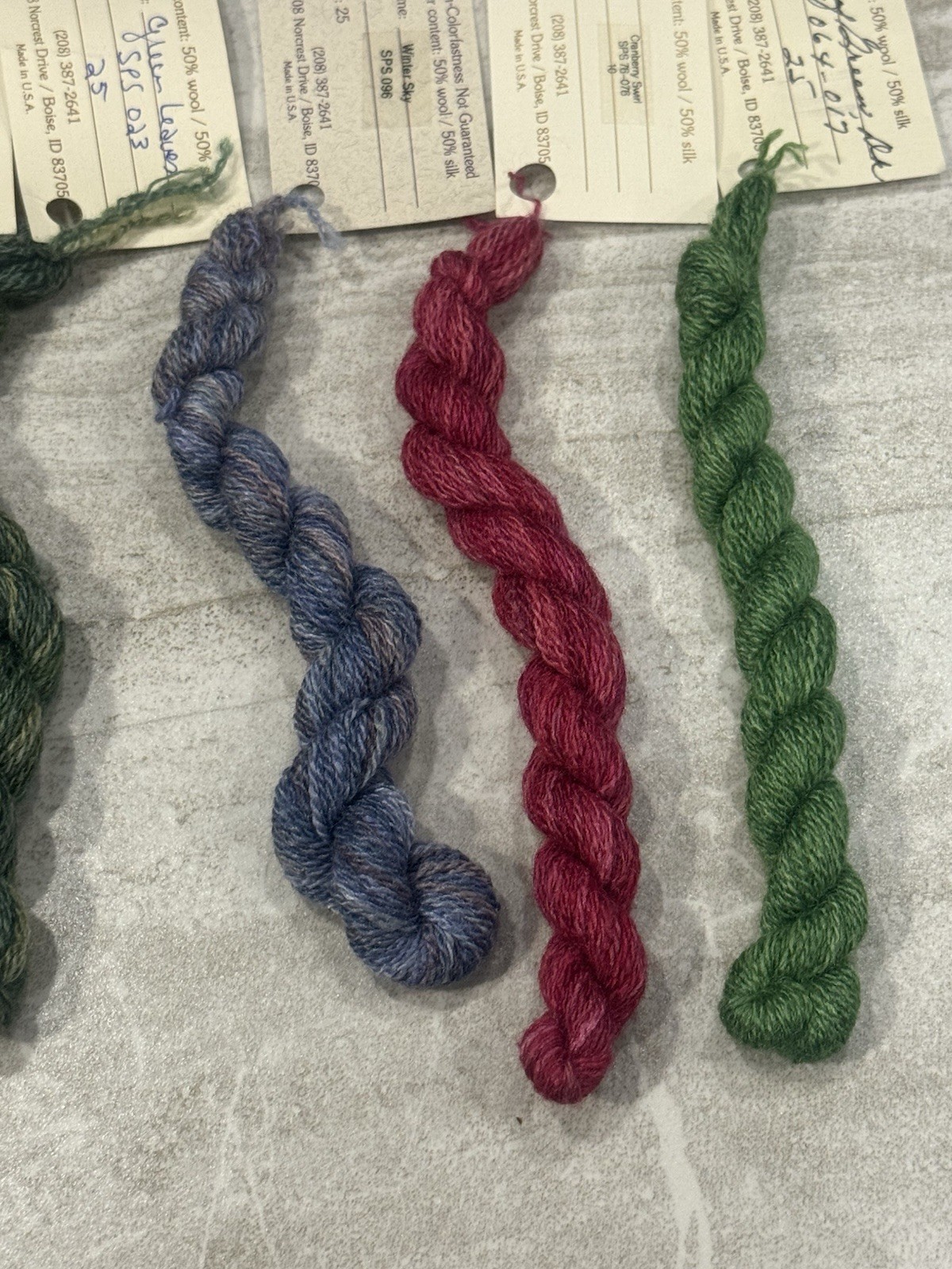 The Gatherer Hand Dyed Sheep’s Silk & Wool Needlepoint Floss lot of 5