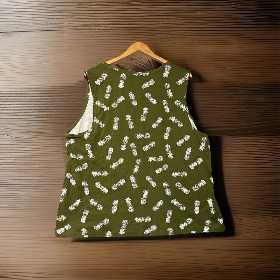 Camiseta sin mangas Coral Bay talla 2XL verano estampado tropical para mujer verde piña Foto 2 de 4