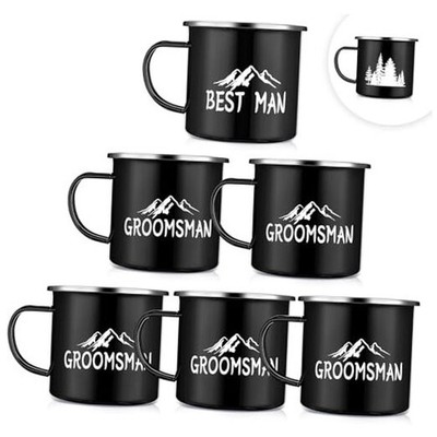 6 Pack Groomsmen Gifts for Wedding 1 Best Man 5 Groomsmen Cups Enamel Black