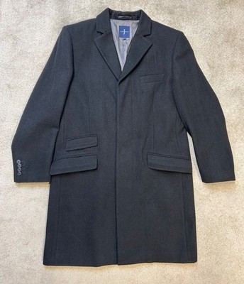 JASPER CONRAN schwarzer Wollmantel Herren Smart City Mantel Gr. Medium gefüttert