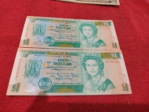 BELIZE, , 1 Dollar , 1990 , UNC , 2 notes Consecutive Numbers Very Rare 