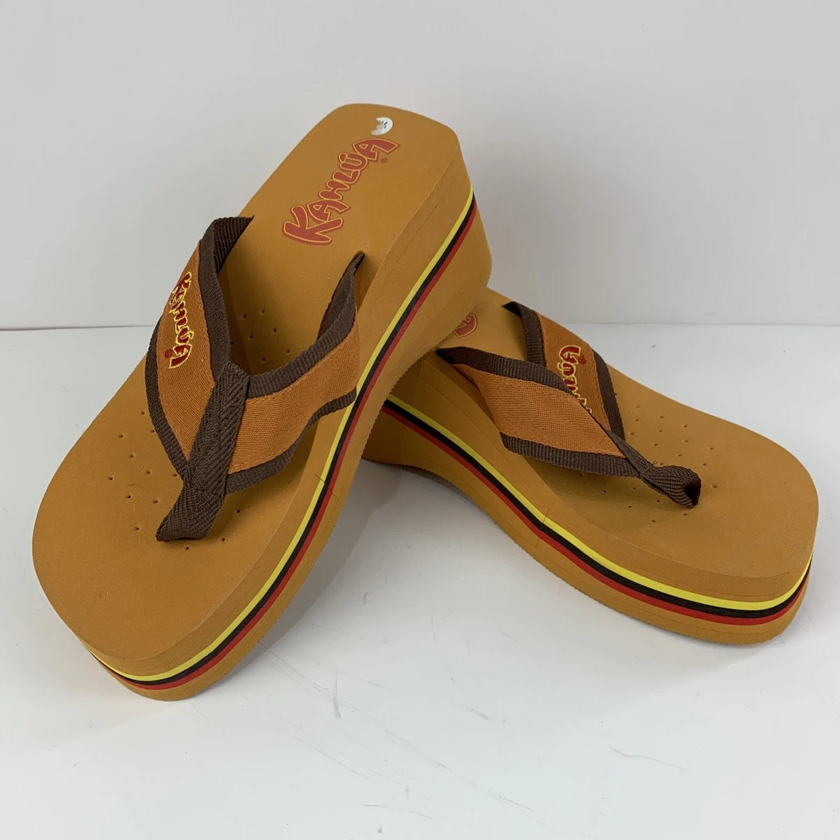 Womens Kahlua Liqueur Promotional Wedge Thong Flip Flop Sandals M