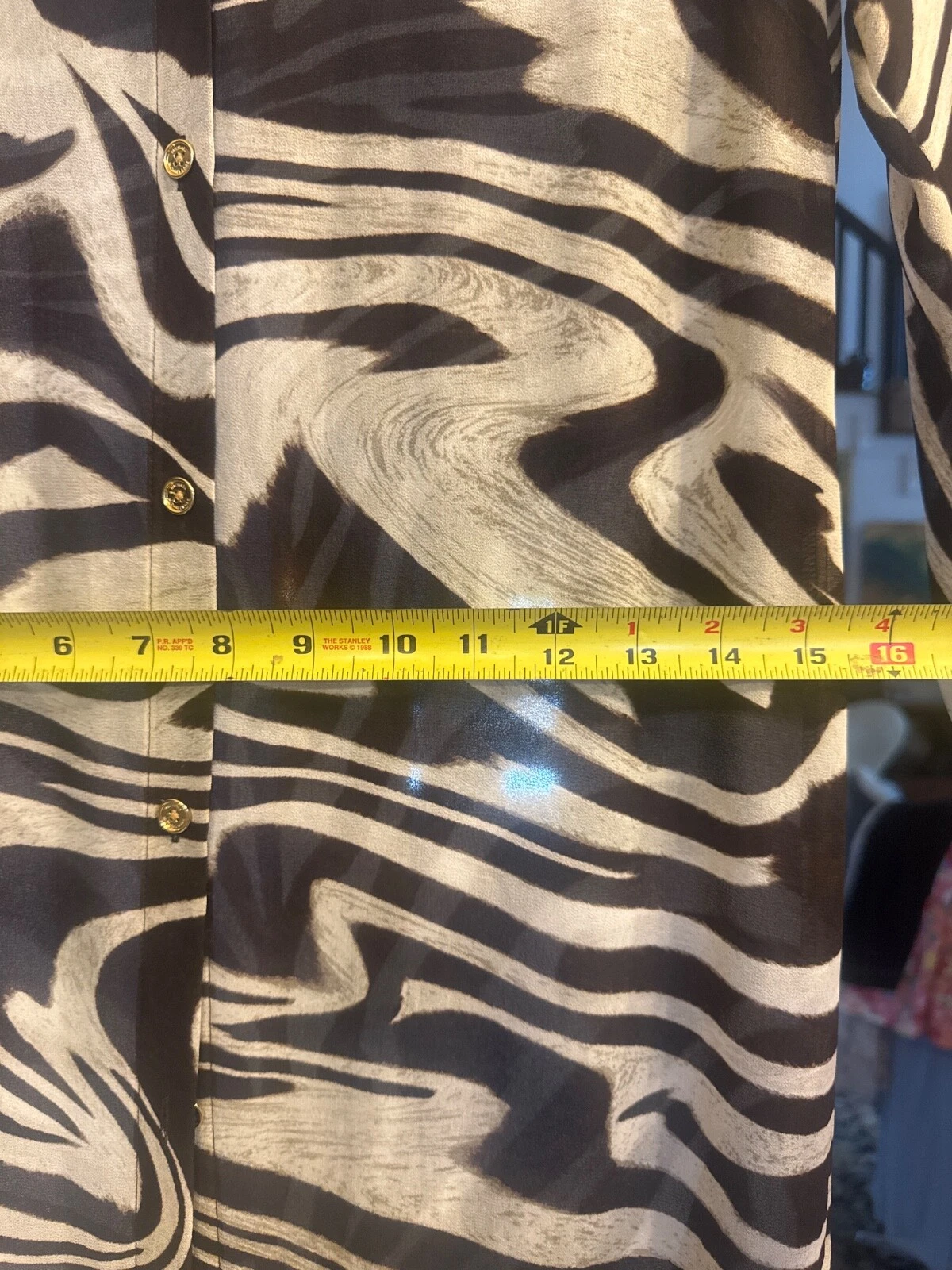 Abito lungo Michael Kors marrone stampa zebrata bottoni colletto trasparente nuovo con etichette TG XS