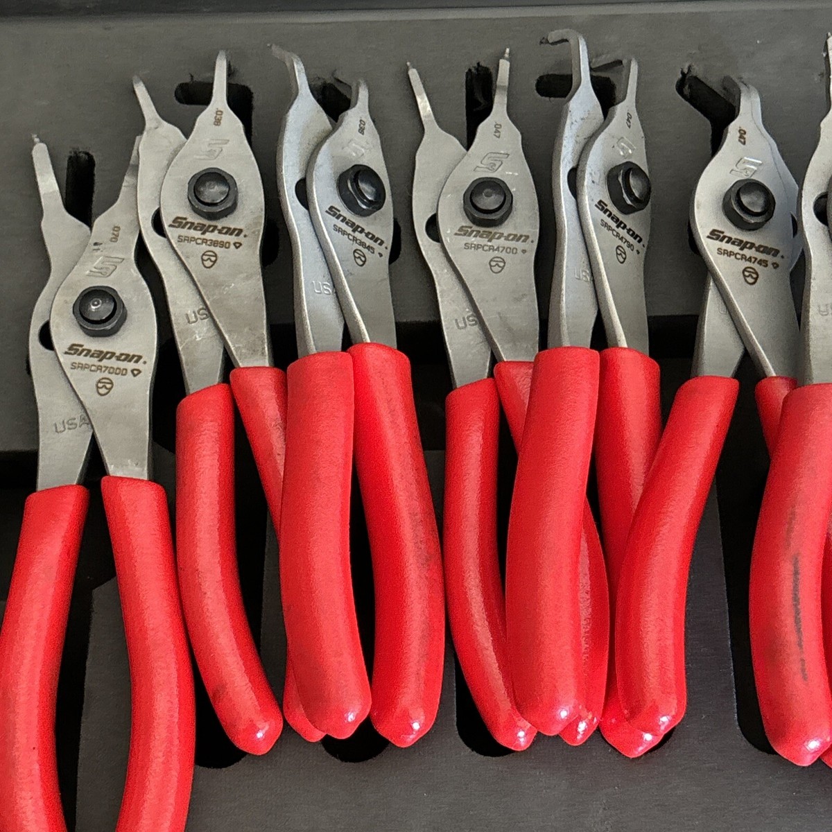 Snap On 12pc Snap Ring Pliers Set Red Handle SRPCR112 w Snap On 12pc Snap Ring Pliers Set Red Handle SRPCR112 w