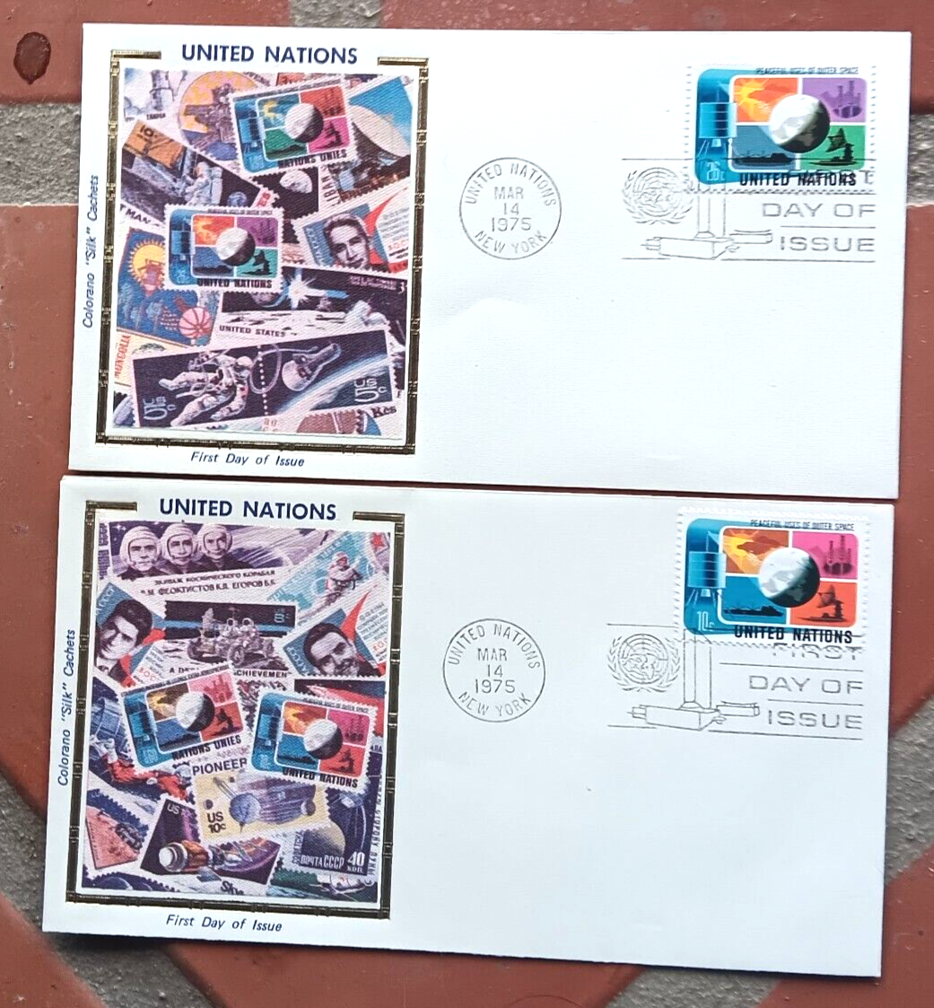 PEACEFUL USE OF OUTER SPACE SET U.N.N.Y. COLORANO SILK CACHET 2 FDCS ...