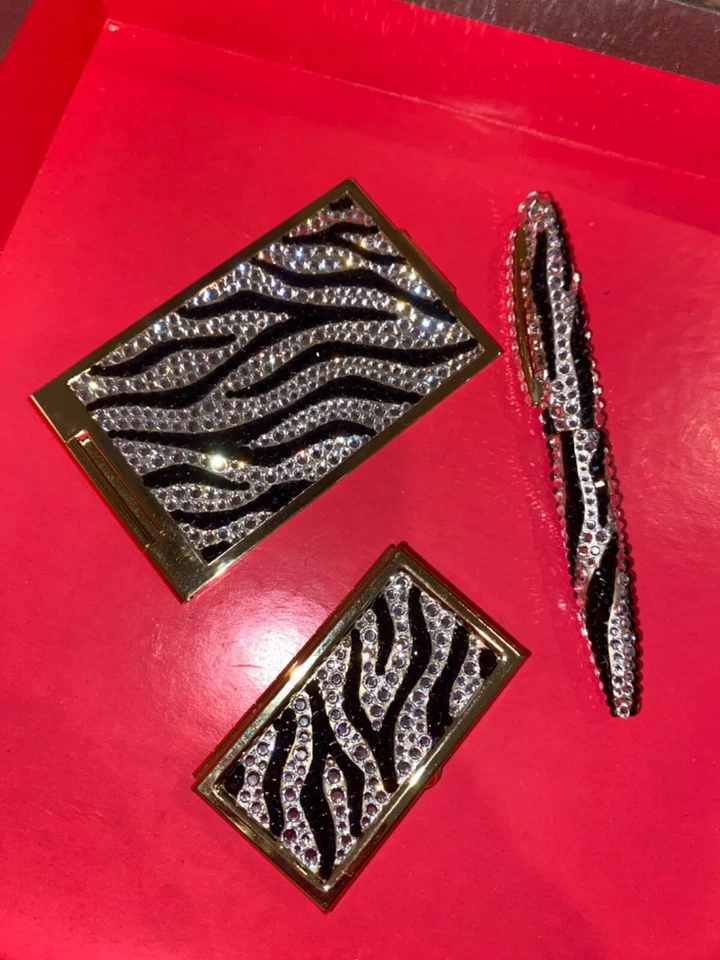 Judith Leiber Negro Transparente Cristal Swarovski Cebra Juego De 3 Nuevo Con Etiquetas Foto 2 de 4