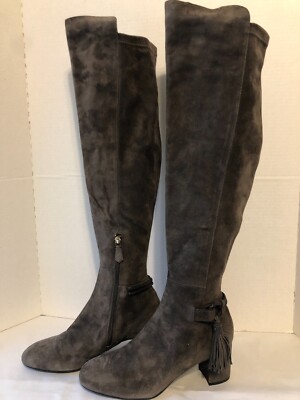 Stiefel Damen Overknee Stiefel Grau Wildleder Bennett London