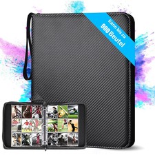 Schwarz Sammelalbum Mappe Ordner Heft Tragetasche für 900 Fußball Karten 50 Seit