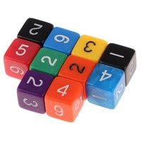 10Pcs Bunt Acryl WüRfel Set 6-Seitige SpielwüRfel FüR Brettspiel Und