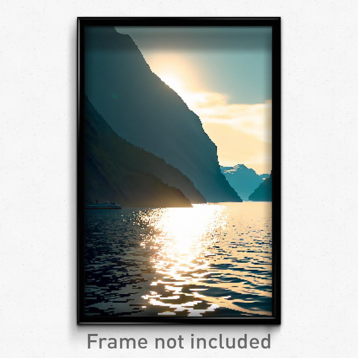 Pixel Art Poster - Unkempt Fjord (8 Bit Psychedelic Trippy Video Game Print)