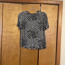 Womens H M Animal Print Blouse Size 10