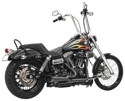 Two Bros 2-Into-1 Black Turnout Racing Exhaust Harley Dyna Street Bob 2006-2017