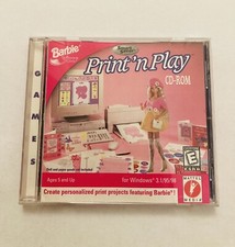 1996 Mattel Media Barbie Doll Print N Play Computer PC and Windows 95 CD Rom