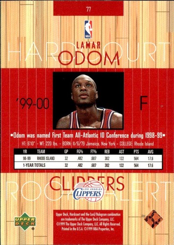 1999-00 Upper Deck Hardcourt #77 - Lamar Odom - Picture 2 of 2