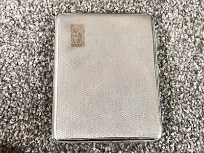 VINTAGE ART DECO SILVER PLATE ENGINE TURNED CIGARETTE CASE HOLDER BOX - Image 1 of 4