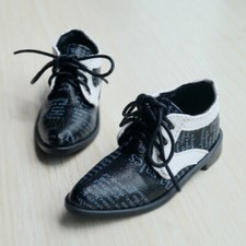 1/3SD17 Uncle BJD Boy Shoes Black White Spliced Leather Shoes Newspaper Vamp
