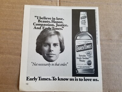 1977 Early Times Kentucky Bourbon To Know Us Is To Love Us Whisky Print Ad