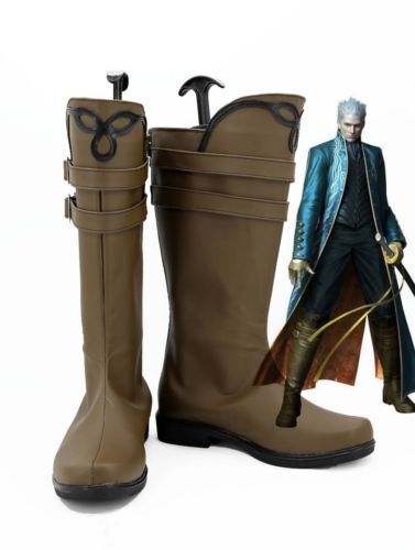 Devil May Cry 3 Vergil Brown Shoes Cosplay Boots