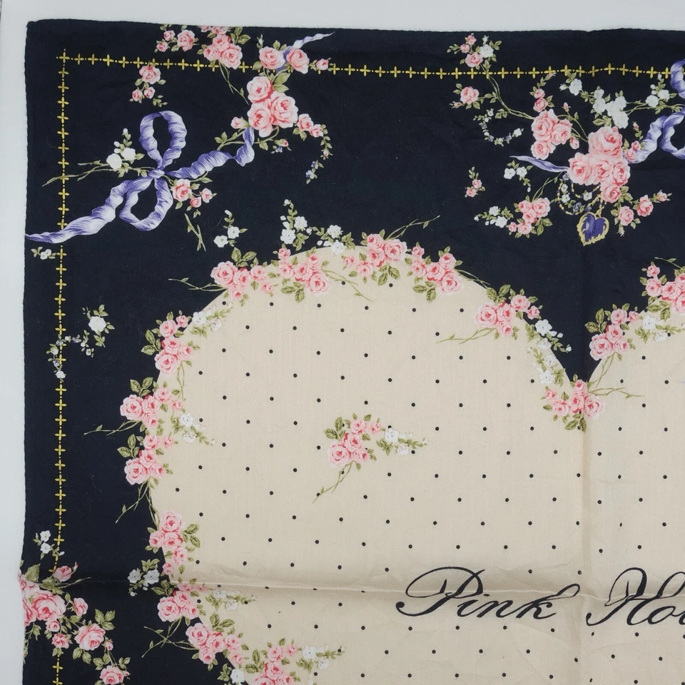 Pañuelo Pink House Negro Corazón Lunares Logo Flor Bufanda Algodón 22"x22" Foto 2 de 4