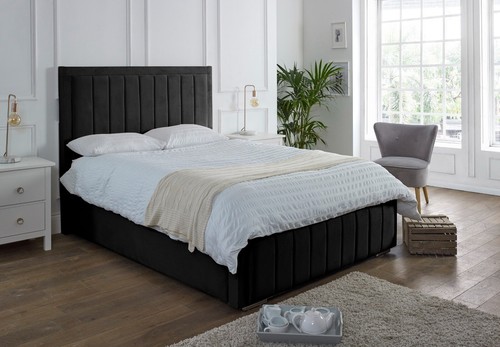 NEW OTTOMAN STORAGE PANEL PLUSH VELVET UPHOLSTERED BED FRAME DOUBLE & KING SIZE - Picture 12 of 13