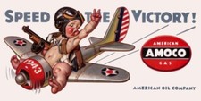 AMOCO American Oil World War 2 Theme NEW Sign 24x48" USA STEEL - DOUBLE SIDED