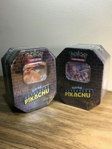 Details About Detective Pikachu Pokemon Tcg Tins Sealed Charizard Gx Mewtwo Gx Combo Lot