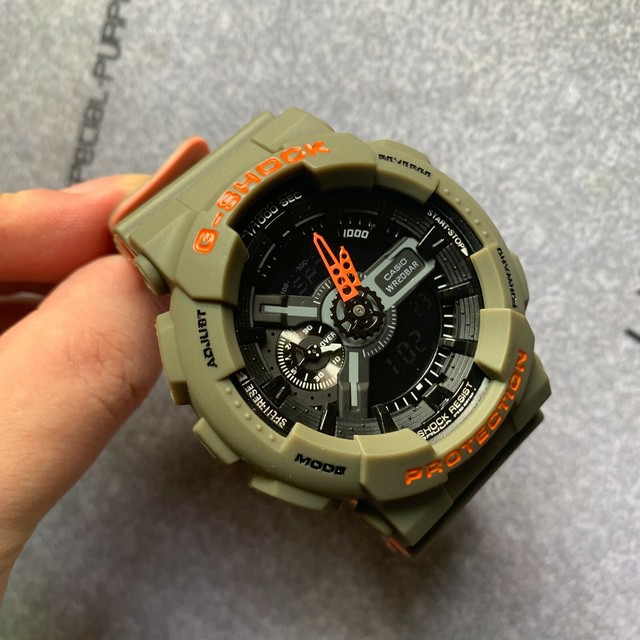 Casio G-shock 5146 Watch Ga110ln-3a Digital Analog Green Orange Layer Resin Band for sale online