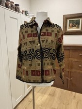 womans Tally Ho size M brown red tapestry long sleeved button front jacket