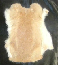 Rabbit pelt natural, white, imprinted, tan. Soft genuine pelt/hide.