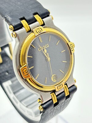 Exc+5 ] Gucci 9000M Vintage Watch Black Dial Used Working From
