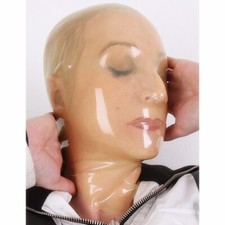 Transparent Latex Hood Mask,Handmade Natural Rubber Latex Mask with Back Zipper