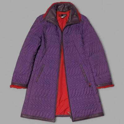 VERSACE Long Quilted Coat Purple Women's Size XL From Japan i5159