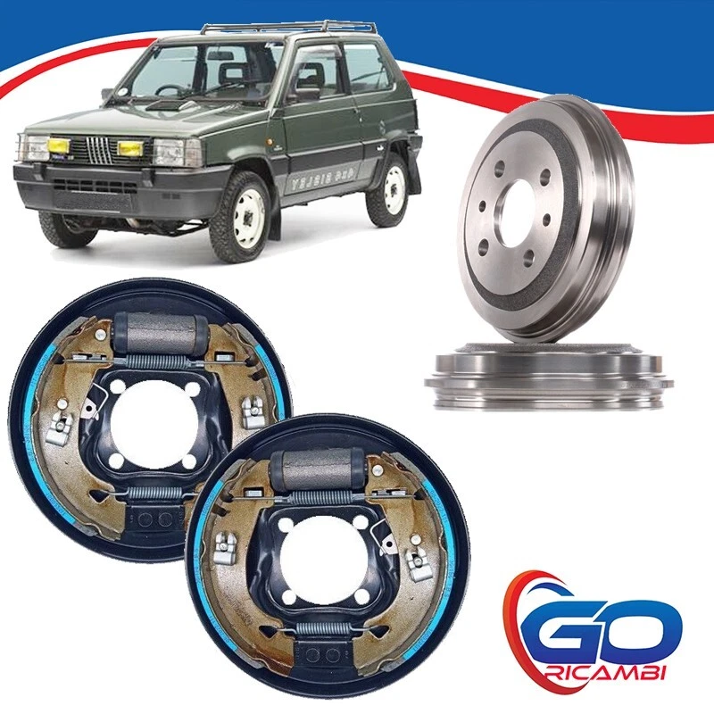 KIT COMPLETO GANASCE PIATTI + TAMBURI FRENO POSTERIORI FIAT Panda 4x4 DA 01/1993 - Immagine 2 di 4
