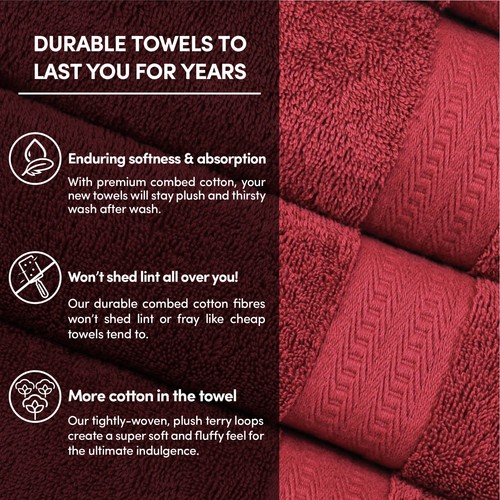 Combed Cotton Bath Towels Set, Soft & Absorbent Bathroom Towels, Quick Dry - Picture 48 of 84