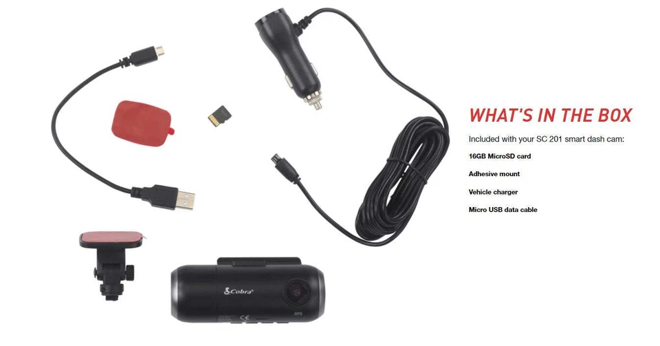 Cobra Smart Dash & Rear Cam SC 201 QHD 1080P WiFi GPS Certified Refurbished - Image 3 of 4